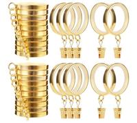 SHUESS 30 Pcs Curtain Hooks, 2.09 Inch Shower Curtain Hangers with Quiet and Smooth Nylon Inserts, Gold Metal Shower Curtain Rings with Clips for Curtain Rods
