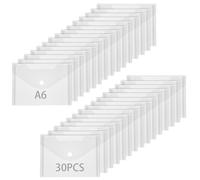 SHUESS 30 Pcs Plastic Wallets A6 - A6 Envelopes - Small Plastic Wallets - Clear A6 Wallet for Paperwork for Home, Office, School