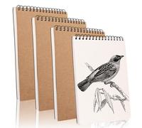 SHUESS 4 Pcs A4 Landscape Sketchbook - 100 Pages/50 Sheets Spiral Bound A4 Sketch Book - 120gsm Kraft A4 Scrapbook - Artist Sketch Pad for Painting and Sketching