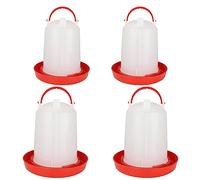 SHUESS 4 Pcs Chicken Water Dispenser - Plastic Chicken Feeders and Drinkers - 3L Poultry Drinker - Chicken Water Feeder for Chick, Hen, Duck (Red)