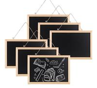 SHUESS 6 Pack A4 Hanging Chalk Board with String - 20 x 30cm Chalk Board for Wall - Black Board with Wooden Frame - Kitchen Blackboard Notice Board for Wedding Birthday Bar Buffet Party