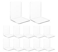 SHUESS 6 Pairs Clear Acrylic Bookends - 10 x 10 x 13 cm Invisible and Stylish Book Ends for Organising Books - Non-Slip Desktop Acrylic Book Ends for Home, Office, and Library