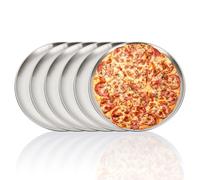 SHUESS 6 pcs Stainless Steel Pizza Oven Trays - 12 Inch Pizza Baking Pan - Round Baking Trays - Non-Stick Pizza Trays for Oven, Healthy and Durable, Dishwasher Safe
