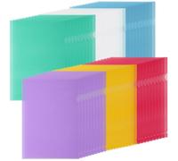 SHUESS 60 Pcs A4 Plastic Folders - Clear A4 Plastic Sleeves - 6 Assorted Colours Plastic Sleeves for A4 Paper, Open Top & Side - Clear Plastic Wallets A4 for Work, Report, Project, Presentation