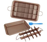 SHUESS Brownie Tin - Carbon Steel 18 Slot Brownie Baking Tray - Brownies Tin with Dividers - Non-Stick Brownies Tray for Cookie, Lasagna, Flapjack, Brownies, 31 x 20 x 3.7CM