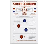 Shuffleboard Rules Poster Wall Art Decor for Home Bedroom Living Room Kitchen Garage Bar Cafe Office Vintage Rustic Decorative Plaque Metal Tin Sign 8x12 inch