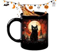 shuhauk Black Cat Coffee Mug Ceramic | Halloween Funny Mysterious Coffee Cup,Festive Cup Mug for Men Adults Milk Work Friends Juice Beer Kids Women