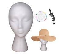 shuhauk Foam Mannequin Head for Wigs - Realistic Wig Holder Head,Beauty Practice Setup Tool for Home Stylists Makeup Artists Cosmetology Instructors Professional Hairstylists