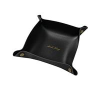 SHUILING PU Leather Jewelry Tray Dice Box Desk Organizer Bedside Tray for Key, Phone, Coin, Change, Wallet - Candy Holder- Sundries Entryway Tray, Cosmetic Storage Bowl (Black)