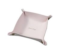 SHUILING PU Leather Jewelry Tray Dice Box Desk Organizer Bedside Tray for Key, Phone, Coin, Change, Wallet - Candy Holder- Sundries Entryway Tray, Cosmetic Storage Bowl (Pink)