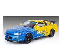 shuishuicui 1 18 For Nissan GT-R Skyline Pull Edition Alloy Car Model Collection Toys 10 Inches Desk Decoration Memorial Men(Blue)