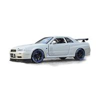 shuishuicui For Nissan Skyline R34 GT-R 1 24 Simulation White Die-cast Model Car Static Boy Gift Collection
