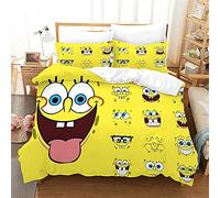Shuixian 3D three-dimensional digital print wolf duvet cover double SpongeBob BeddingDouble(200x200 cm), 3 piece set 1 piece quilt cover + 2 piece matching pillowcase