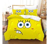 Shuixian print 3D bedding Quilt Cover and Pillowcases SpongeBob Easy Care Single(135x200 cm), 2 piece set 1 piece quilt cover + 1 piece matching pillowcase