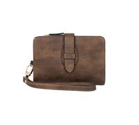 SHUIXIAYUE Classic Women's Trifold Wallet Small Blocking Compact Credit Card Holder with ID Window and Wristband Short Coin Purse(R1001-Coffee)
