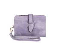 SHUIXIAYUE Classic Women's Trifold Wallet Small Blocking Compact Credit Card Holder with ID Window and Wristband Short Coin Purse(R1001-LightPurple)