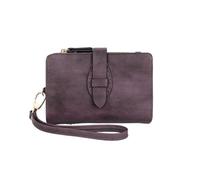 SHUIXIAYUE Classic Women's Trifold Wallet Small Blocking Compact Credit Card Holder with ID Window and Wristband Short Coin Purse(R1001-Deeppurple)