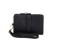SHUIXIAYUE Classic Women's Trifold Wallet Small Blocking Compact Credit Card Holder with ID Window and Wristband Short Coin Purse(R1001-Black)