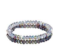 SHUIXIAYUE Crystal Bracelet Fashion Shiny Stone Beads Elasticity Rope Strand Bracelets for Women Jewelry(White-2pcs)
