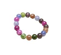 SHUIXIAYUE Natural Tourmaline Chalcedony Smooth Round Beads Bracelet for Women Healing Stone Energy Jewelry(8mm)