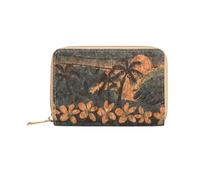 SHUIXIAYUE Retro Printed Women's Short Wallet Zipper Portable PU Leather Card Bag Multi Functional Card Slot Women's Card Set Zero Wallet(QB399-Thebluecoast)