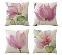 SHUIYAZI Cushion Covers 45 x 45 Pack of 4, Decorative Square Throw Pillow Cover Outdoor Cushion Covers Waterproof Garden Cushions Sofa Cushions Pillowcases for Home Decor Gift(Flowers)