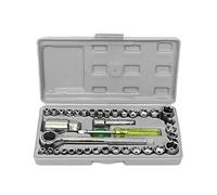 SHUIYUE 40 Piece Wrench and Socket Set 40 Pieces 1/4 Inch and 3/8 Inch Metric and SAE Combination Socket Set with Reversible Ratchet Wrench with Tool Case