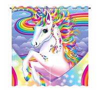 SHUIZHIHE Rainbow Unicorn Blackout Curtains Set of 2 - Magical 3D Print Thermal Insulated Curtains for Girls Room, Colorful Nursery Drapes with Grommets (W168cm (66") x D229cm (90"))