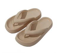 Shujin Cloud Slippers Sliders Unisex Flip Flops Women Men Ultra Soft Thick Sole Pillow Slippers Summer Non-Slip Bathroom Shower Slippers Casual Thong(Khaki,7/7.5 UK)