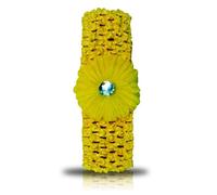 SHUKAN FASHIONS - NEW BABY GIRL CROCHET HEADBAND YELLOW HAIR BAND WITH DAISY FLOWER FREE UK FAST DELIVERY