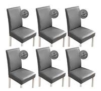 Shukii Bestenrose Stretch Dining Chair Covers Waterproof PU Leather Chair Slipcovers Chair Protector Cover Universal Chair Covers for Dining Room Kitchen Hotel (Set of 6, Gray)