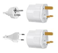 Shuko SCHUKO European 2 Pin to UK 3 Pin AC Mains UK Visitor Travel Power Plug Adaptor Converter WHITE - SINGLE