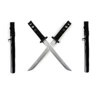 Shukqueen 2PCS Kids Wooden Samurai Sword Katana, Ninja Sword with Sheath, Samurai Cosplay Anime Stage Prop Martial Arts Practice 55cm