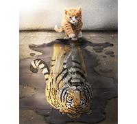 Shukqueen Adults Paint by Numbers Cat and Tiger, DIY Oil Painting Kit for Children, Beginner, Home Decoration, 16X20 Inch, Frameless