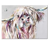 Shukqueen Adults Paint by Numbers Cow, DIY Oil Painting Kit for Children, Beginner, Gift for Friends and Framily, 16X20 Inch (Frameless)