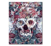Shukqueen Adults Paint by Numbers, DIY Painting Kit for Children, Beginner, Home Decoration, Gift for Friends and Framily - Flower Skull, 20x26 Inch (Frameless)
