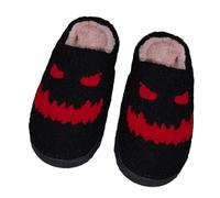 Shukqueen Christmas Slippers Santa Reindeer for Womens Mens Soft Plush Warm Fuzzy Shoes Halloween Ghost House Slipper Idea Gifts Red Devil Inner EU35~36
