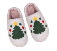 Shukqueen Christmas Slippers Santa Reindeer for Womens Mens Soft Plush Warm Fuzzy Shoes Halloween Ghost House Slipper Idea Gifts Tree Inner EU39~40