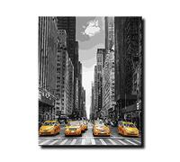 Shukqueen Diy Oil Painting, Adult's Paint by Number Kits, Acrylic Painting New York Taxi 16X20 Inch (Framed Canvas)