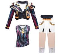 Shukqueen Girls Demon Hunting Clothes Halloween Costume Zoe Top Vese and Pant 3PCS Set 90-100cm