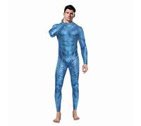 Shukqueen Mens Soldier Cosplay Blue Jumpsuit Halloween Performance Cosplay Costume Bodysuit Large