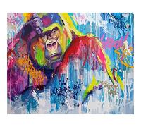 Shukqueen Paint By Numbers Adults, DIY Canvas Painting Kit for Children, Beginner, Home Wall Decoration, Gorilla, Frameless, 16X20 Inch
