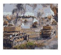 Shukqueen Paint by Numbers for Adults, Children, Beginners, DIY Paint by Numbers, 16X20 Inch, Tank War (Frameless)
