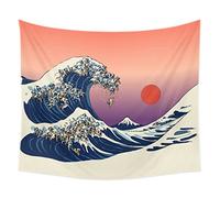 Shukqueen Tapestry, The Great Wave Wall Hanging Tapestry Dorm Decor (51" H x 60" W, Wave)