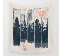 Shukqueen Tapestry Watercolor Woods Print Wall Hanging Tapestry Dorm Decor (51" H x 60" W, Woods)