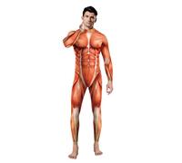 Shukqueen Unisex Adult Halloween Costume Human Muscle Print Jumpsuit Performance Matching Costume Bodysuit L