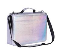 Shulaner 500 Pencil Case, Hold 500 Coloured Pencils or 340 Coloured Gel Pens with 5 Zipper, Large Capacity Waterproof Laser PU Synthetic Leather Pen Organizer Bag - Silver Glitter, Large Slots