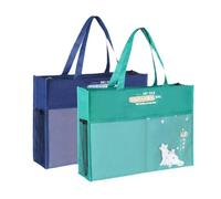 Shulaner A3 Portfolio Case Bag Art Folder with Zipper and Handle, Large Oxford Bag Artwork Storage Container for Drawing Sketch Photography Poster Files Document (Blue + Green, A3)