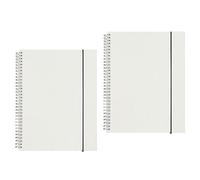 Shulaner Spiral Blank Notebook A4 Wirebound Notepad, 80 Sheet Blank Page Notebook Spiral Frosted PP Cover Journal Notebooks with Rubber Rope, Pack of 2 - Blank