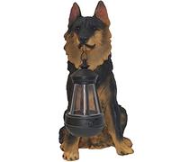 SHULEI Dog Garden Statues Outdoor Figurine Lights - Lawn Ornaments and Statues with Solar Lights - Front Yard Decor Patio, Lawn, Yard Art Decoration (Color : German Shepherd)
